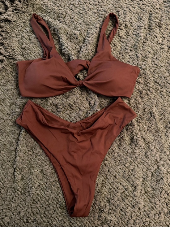 Source Unknown Other - Source Unknown Brown Twist Front Bikini Set